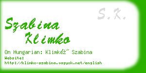 szabina klimko business card